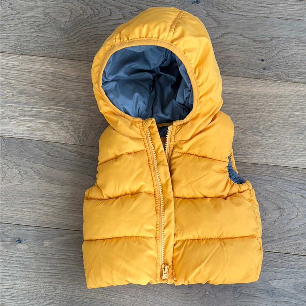 Yellow Puffer Vest with Hood